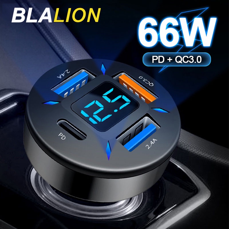 Tẩu sạc nhanh xe hơi BLALION QC3.0 PD 4 cổng USB 12V 24V 66W đa năng tẩu sạc nhanh ô tô