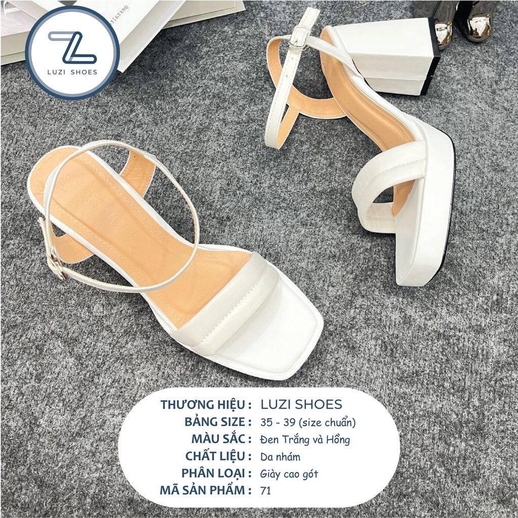 Giày sandal cao gót nữ quai ngang đúp trước 2p gót vuông cao 10p, dép nữ quai ngang may bồng có nâng đế phái trước [M71]