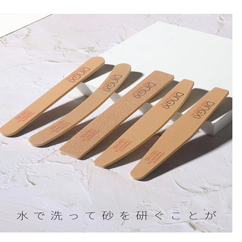 Dũa mỹ DINGXI dũa móng tay siêu bền da bò nâu vàng độ nhám 100/180, dũa móng tay Dingxxi