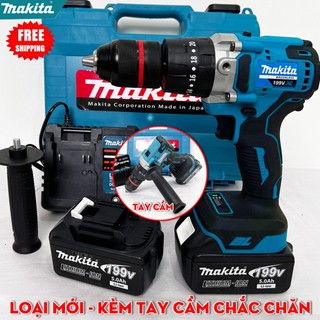 Máy khoan199V Maki.ta 2P, Không chổi than, 3 chức năng , khoan bê tông, khoan tường, Tặng mũi khoan