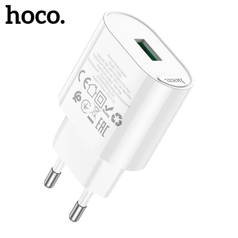 Củ sạc nhanh QC3.0 Hoco C109A sạc nhanh 18W chân EU 1 cổng USB