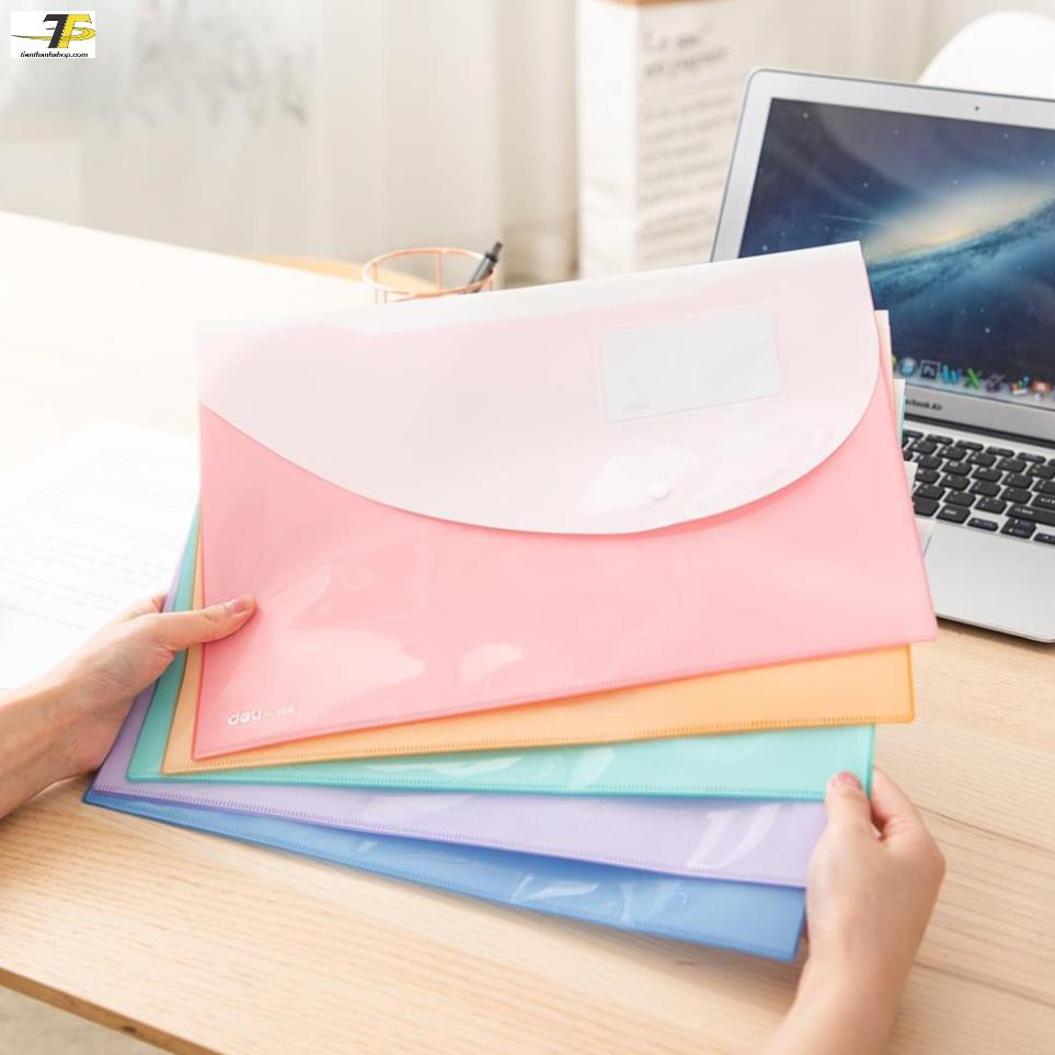 Túi hồ sơ A4 Deli, Đỏ/Cam/Xanh dương/Tím/Xanh lá cây - 1 chiếc - E5506