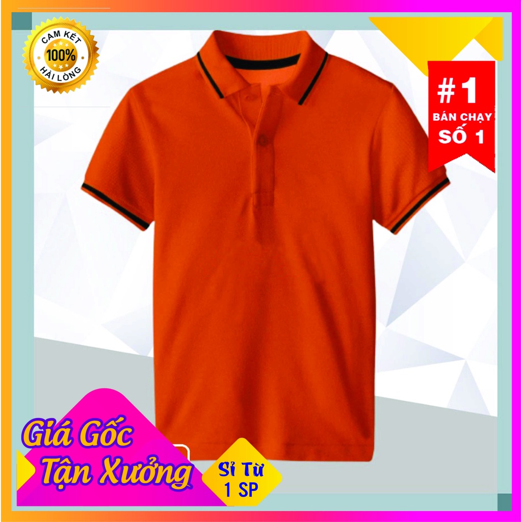 Áo Polo Mè Thể Thao Màu Cam sọc đen - Hàng chất lượng cao, Giá Sỉ