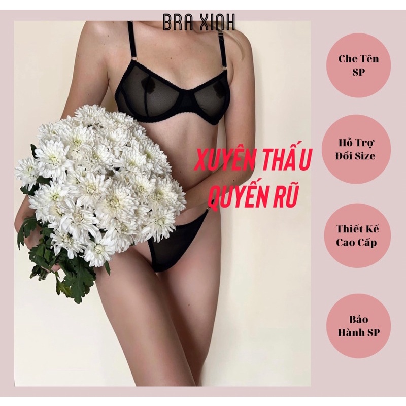 Bộ Đồ Lót Lưới Dẻo Mịn Co Giãn 4 Chiều Không Mút