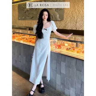 Đầm Tiểu Thư Dáng Dài Tay Bồng Cổ Nơ La Rosa Thiết Kế Ôm Eo Tôn Dáng Dự Tiệc Nhẹ Nhàng, Sang Chảnh V1080