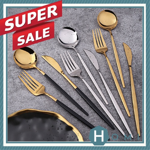 , Muỗng,Nĩa, Dao, Muỗng Cà Phê Uống Trà Mạ Vàng Bạc Cao Cấp - Homi store