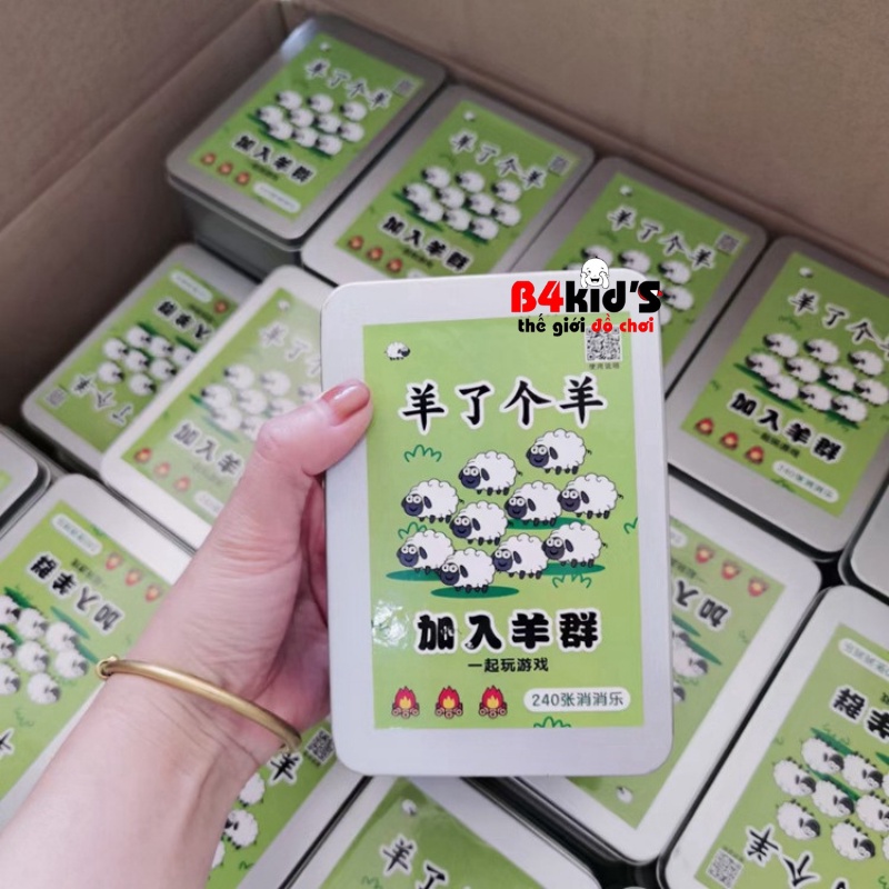Trò chơi nuôi cừu bông 480 thẻ bài giấy hộp inox vui nhộn B4KIDS
