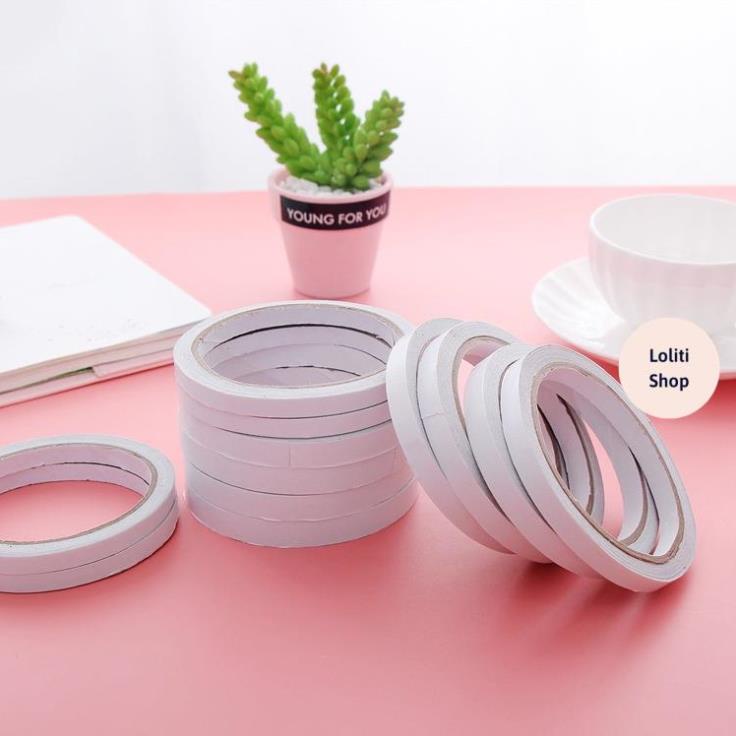 Cuộn băng dính 2 mặt siêu dính dài khoảng 12m rộng 1cm cho văn phòng, đồ thủ công LOLITI DINH561