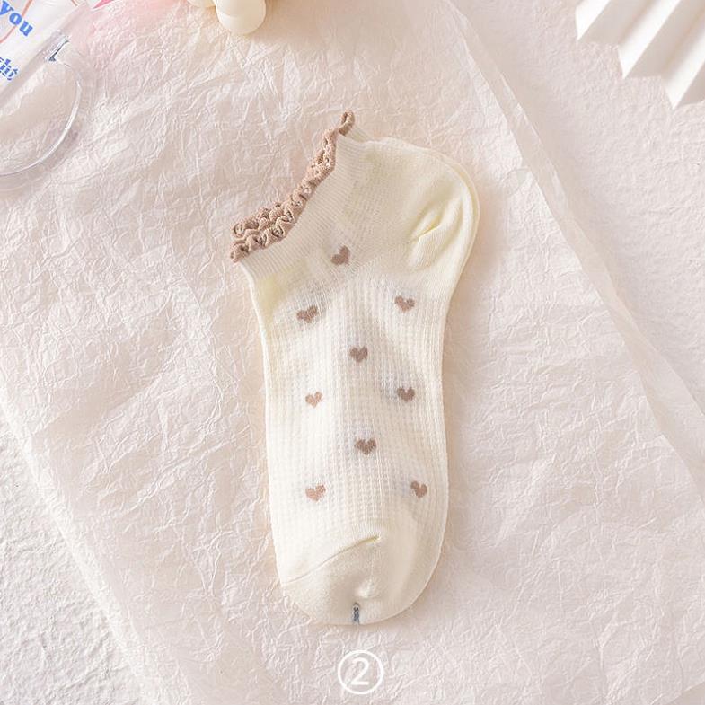 Set 10 tất vớ cổ ngắn nữ hình gấu kem cổ nhúm phong cách hàn quốc cao cấp