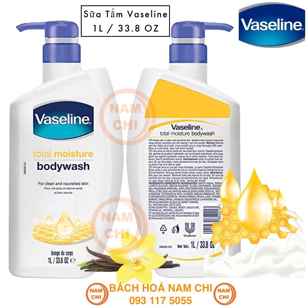 Sữa Tắm VASELINE 1L Total Moisture Bodywash For Clean And Nourished Skin - Hàng Mỹ