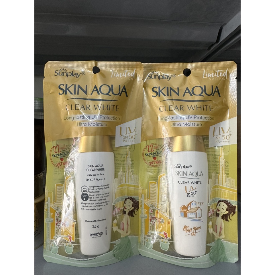 Kem chống nắng dưỡng da trắng mượt Sunplay Skin Aqua Clear White 25g
