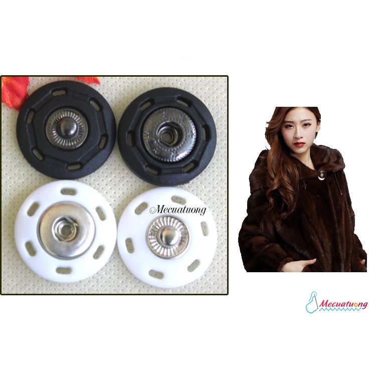 Sét 5 bộ khuy nút cúc chụp ẩn phía trong tròn dùng cho áo khoác áo gió áo len áo sơ mi váy đầm các loại