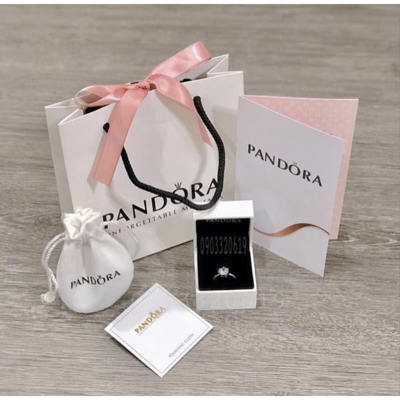 Nhẫn Pandora bạc sterling 925 vương miện đính đá lấp lánh full box