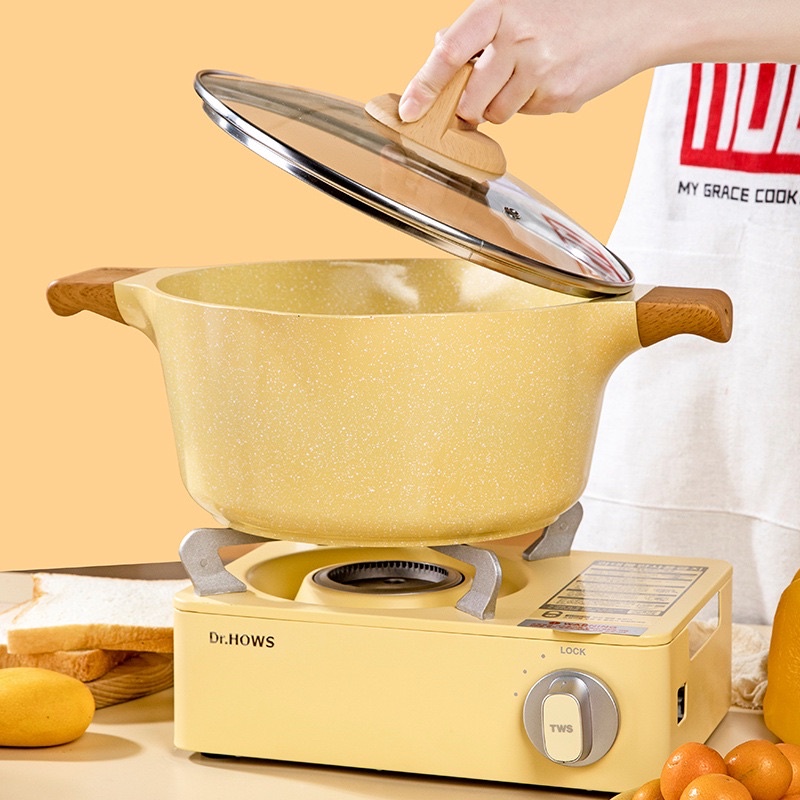 Nồi chảo đá granite cao cấp xuất Âu màu vàng