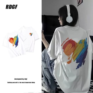 Áo thun RDGF cotton ngắn tay dáng rộng in họa tiết graffiti phong cách Mỹ thời trang mùa hè cho nữ