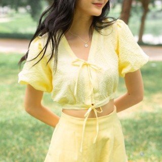 Áo croptop tay bom Aurora [Elle Top - Vàng]