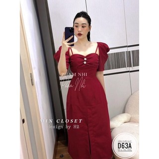 Đầm phối nút cườm d63a