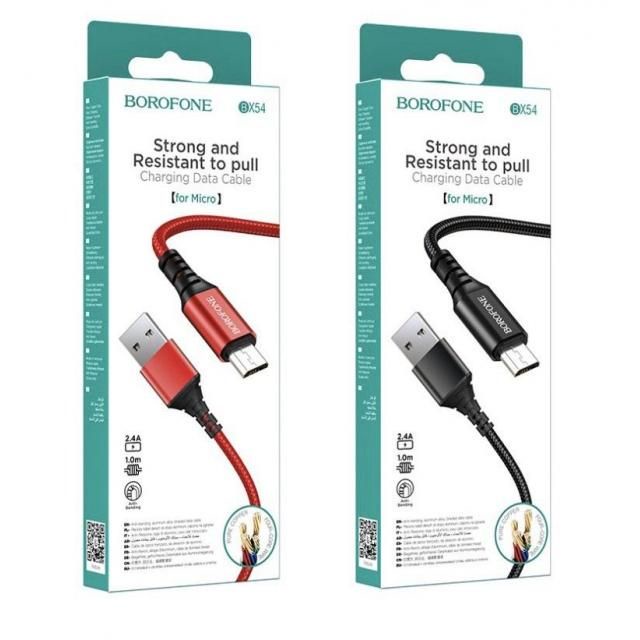 Dây Sạc Nhanh Micro, TypeC, I.P BX54 Bọc Dù Chính Hãng, Cáp Sạc 2.4A Borofone Bảo Hành 12 Tháng