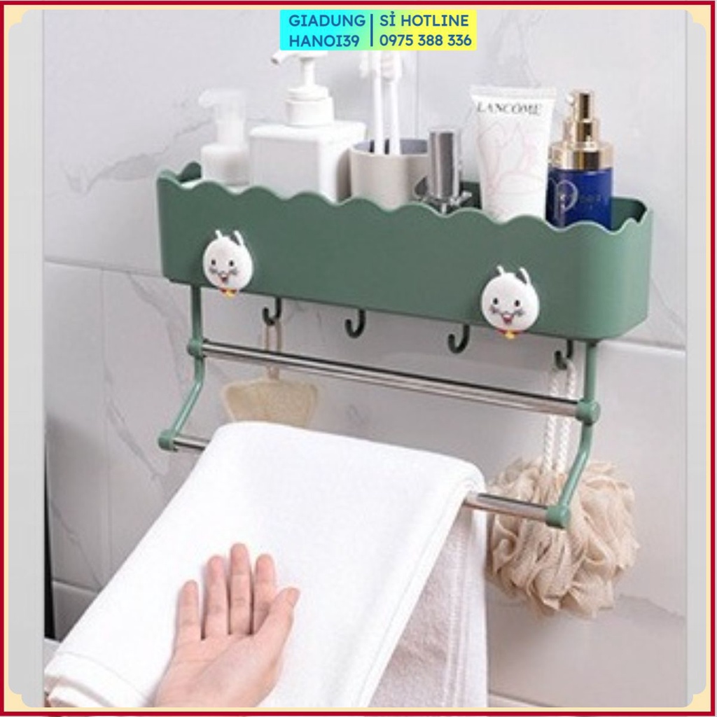 Kệ Nhà Tắm Đa Năng Kèm Gía Thanh Treo Khăn Thông Minh Tiện Lợi