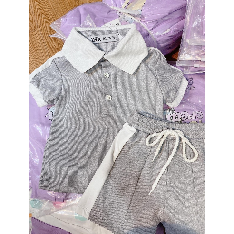 Bộ cộc tay polo phối trắng chất cotton cho bé 8-30kg Namkidshop (T5)
