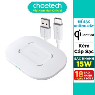 Đế Sạc Không Dây QI 15W Kèm Cáp Type-C CHOETECH T550-F - Hàng Chính Hãng