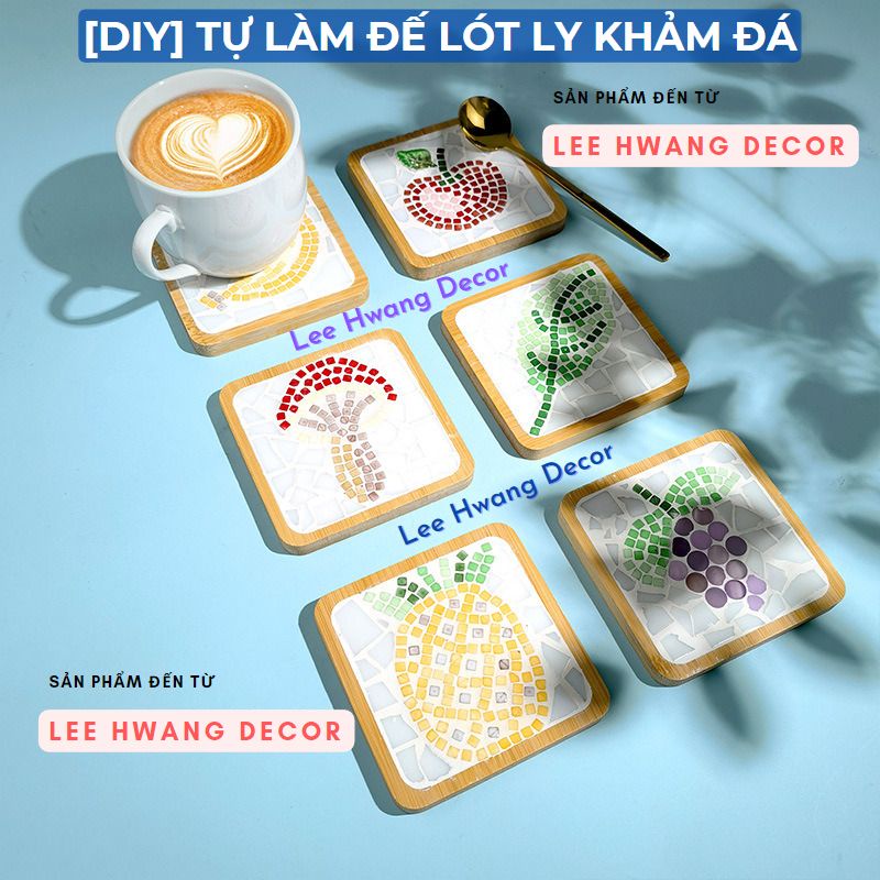 Bộ Nguyên Liệu Tự Làm Đế Lót Ly Khảm Đá, Nghệ Thuật - Decor Xinh Xắn, Quà Tặng DIY Ý Nghĩa. Giáo Dục Kỹ Năng Cho Trẻ