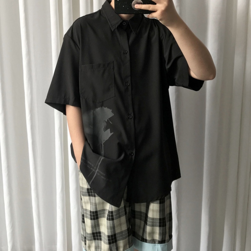 Áo Sơ Mi Nam Nữ Ngắn Tay Cổ Bẻ In Họa Tiết Hoa Hồng Phai Thanh Lịch sozo store - SOMI 9000041