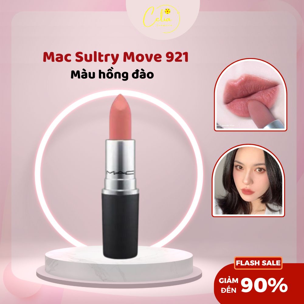 Son MAC 921 Sultry Move Màu Hồng Đào Hàng Chính Hãng
