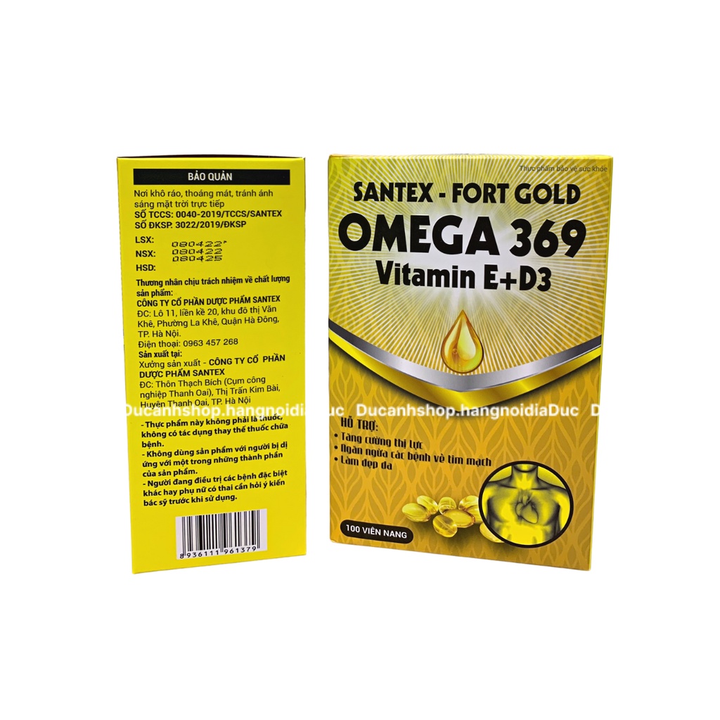 Dầu cá Đức Omega 3 80 viên hỗ trợ phát triển não bộ/ TPBVSK Santex Omega 369 100 viên