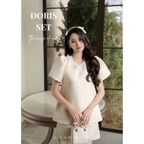 Doris Set - áo gấm lông vũ thiết kế DTM (Lưu ý sản phẩm nên giặt tay hoặc giặt khô)