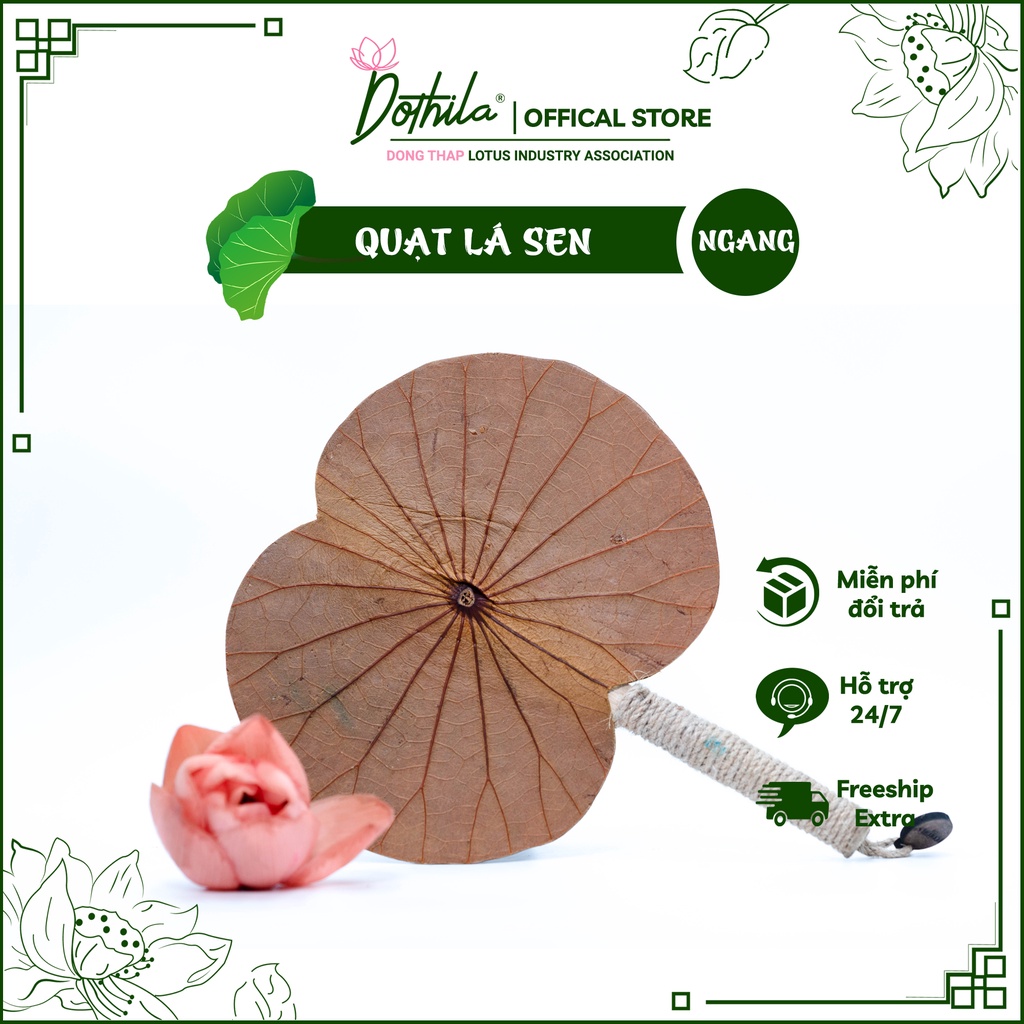 Quạt Cầm Tay Hình Lá Sen Ecolotus, Ngang 30X25Cm, Nhiều Màu.