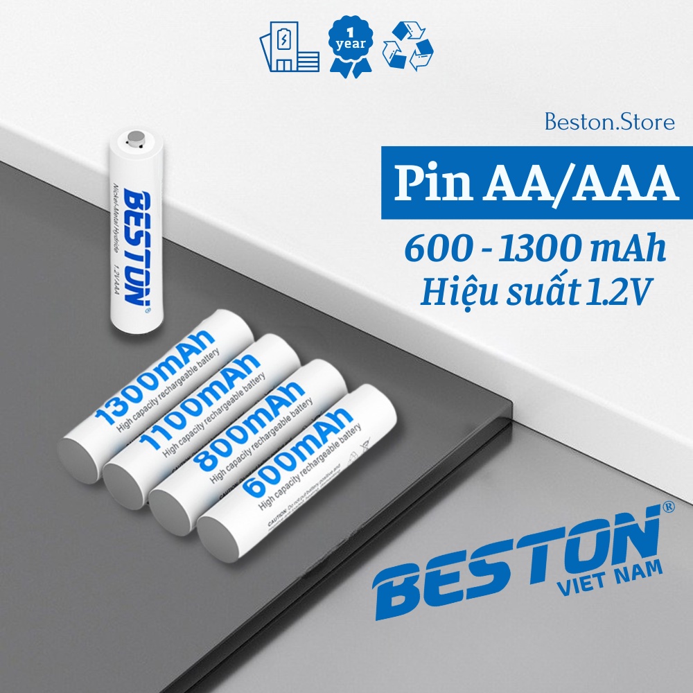 Pin sạc AAA 1.2V - Dung lượng 600mAh, 800mAh, 1100mAh, 1300mAh - BESTON