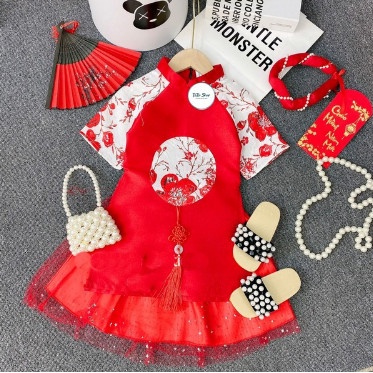 Áo dài chu cát cho bé gái 10-21kg HolaBaby AD116