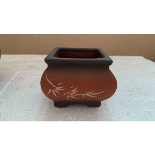 Chậu vuông mini gốm bát tràng màu đỏ