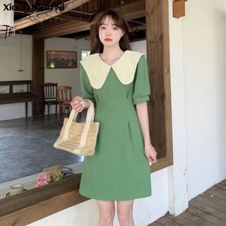 Đầm Xiang Nian Ni ngắn tay cổ búp bê phong cách Pháp thời trang mùa hè cho nữ