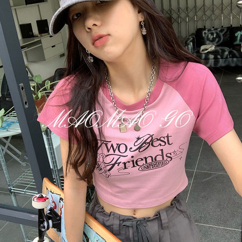 Maomao GO Áo Thun Eo Cao Dáng Ôm Thiết Kế Mới Trẻ Trung Cho Nữ