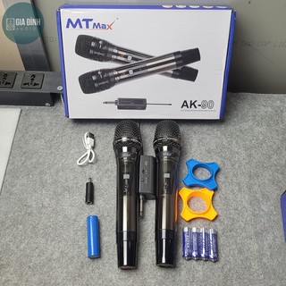 Micro không dây 2 mic mtmax ak90 cao cấp - hát nhẹ - mới nhất 2023