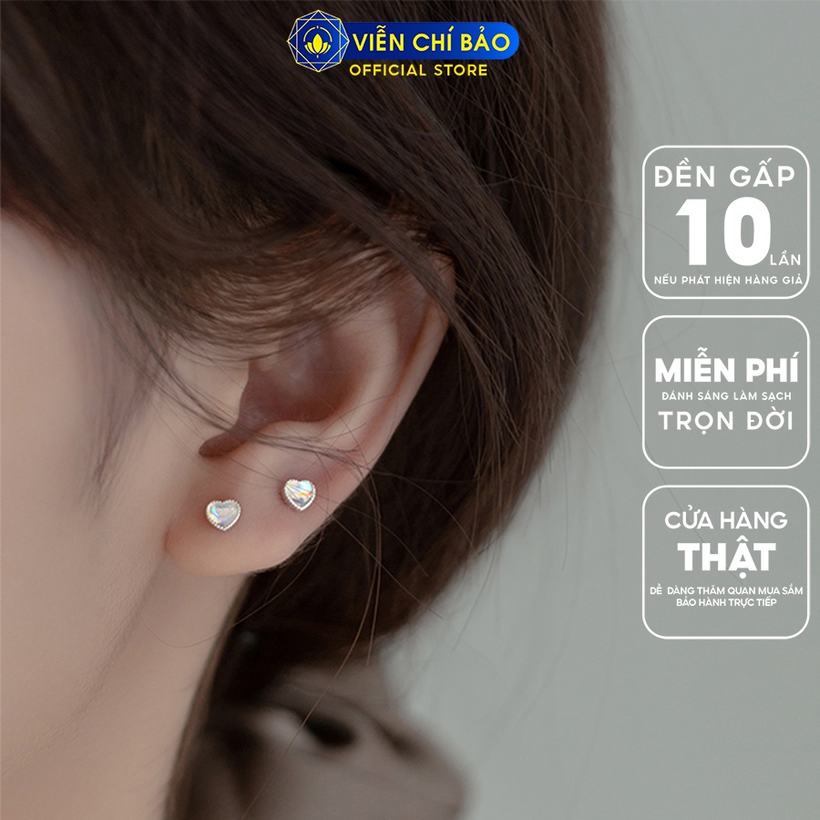 Bông tai bạc nữ trái tim chất liệu bạc 925 thời trang phụ kiện trang sức nữ Viễn Chí Bảo B400266