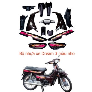 [TẶNG TEM & ỐC NÈ! ] Bộ dàn áo xe Dream 3 - Dream lùn - Dream Exces nhựa ABS màu Nho Tím - A1350