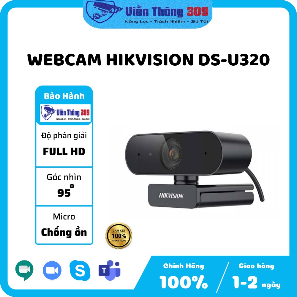 Webcam Học online Hikvision DS-U320- Hình Ảnh Chất Lượng Cao, Micro Tích Hợp Âm Thanh Rõ Ràng, Kết Nối USB 2.0