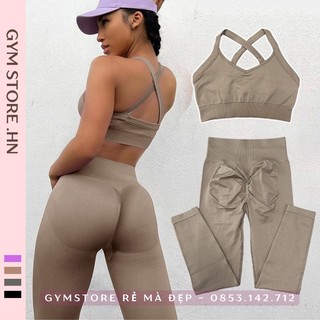 Set Bộ Đồ Thể Thao Nữ Tập Gym Yoga Áo Bra Quần Legging Cạp Cao Gen Bụng Chun Mông co giãn Thoáng Mát 𝐆𝐘𝐌𝐒𝐓𝐎𝐑𝐄 604
