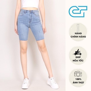Quần đùi jean nữ kiểu xước dáng bó không gấu chất vải co dãn 4 chiều thoáng mát CP65, CT JEANS