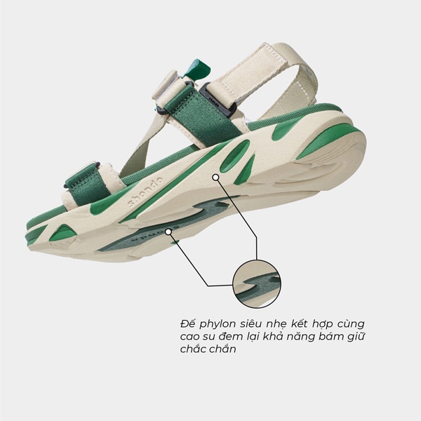 SHONDO | Sandal Shondo F8 be xanh rêu F8M2442