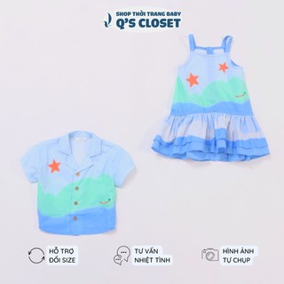 Áo sơ mi và váy đuôi cá cho bé trai và bé gái chất liệu cotton thoáng mát