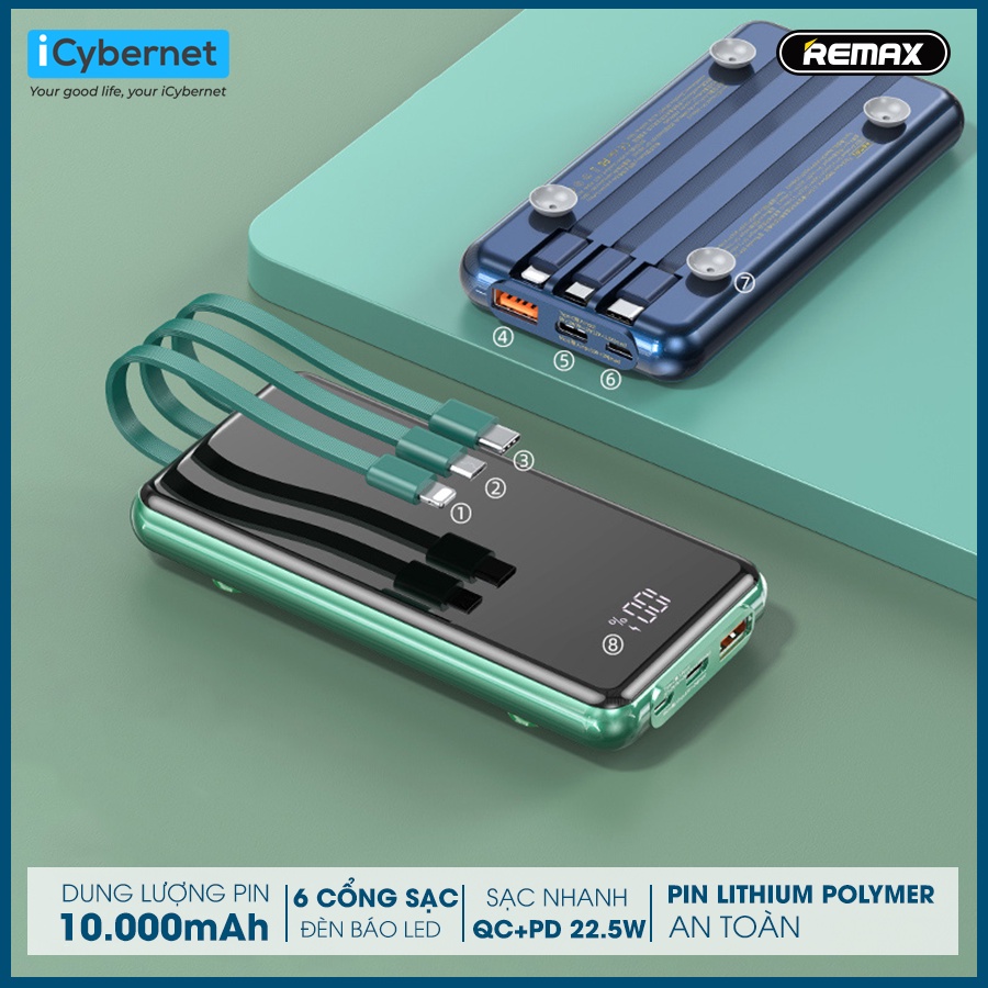 Pin Dự Phòng Sạc Nhanh 22.5W Remax Rpp-218 10.000mah