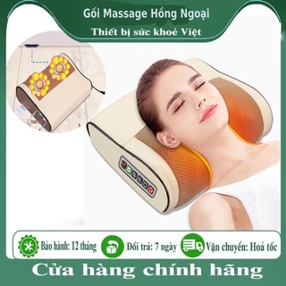  Gối Massage Cổ Vai Gáy Hồng Ngoại 20 Bi, Trị Liệu Giảm Đau Cổ Vai Gáy Lưng hiệu quả