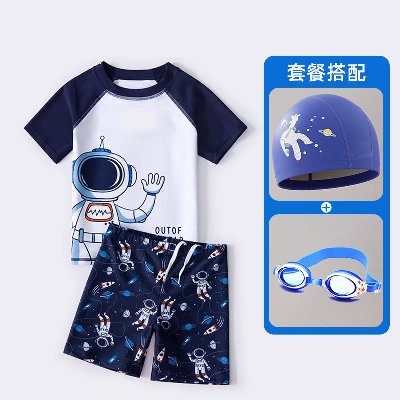 Bộ Đồ Bơi Ngắn Tay Chống Nắng 95-160cm Chất Vải Khô Thoáng Nhanh Thời Trang Mùa Xuân Cho Bé Trai