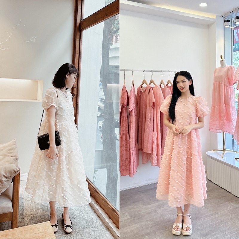 Đầm suông dáng tơ bông nổi Petbychang