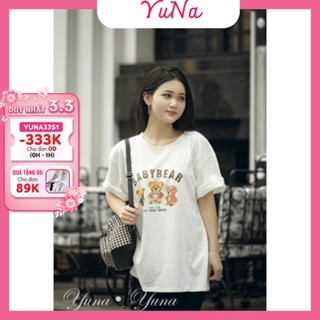 Áo thun 3158 nữ YUNA tay lỡ form rộng hình gấu Baby Bear cá tính phong cách Ulzzang Hàn Quốc, thời trang nữ YUNA