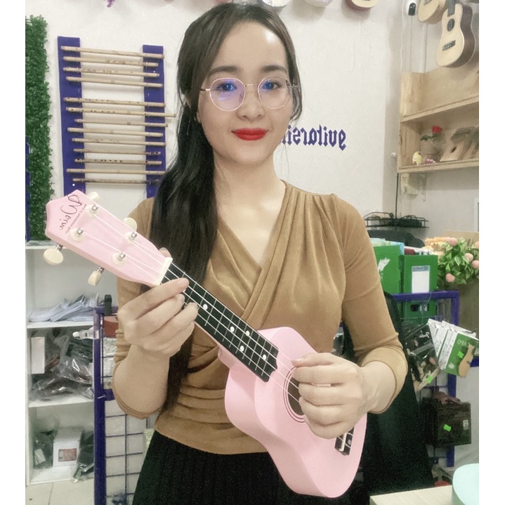 Đàn ukulele soprano hồng size 21 tập chơi - Tặng 4 phụ kiện - Bảo hành 6 tháng
